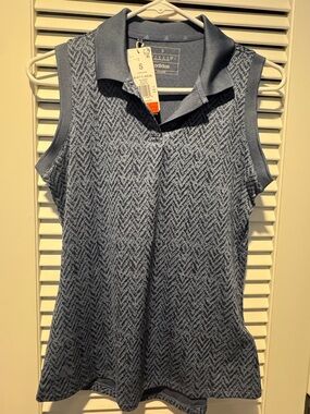 adidas Sleeveless Polo Tank in Heathered Blue
